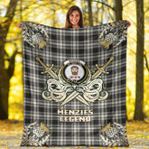 Clan Menzies Black  & White Ancient Tartan Gold Courage Symbol Blanket WH96 Clan Menzies Tartan Today